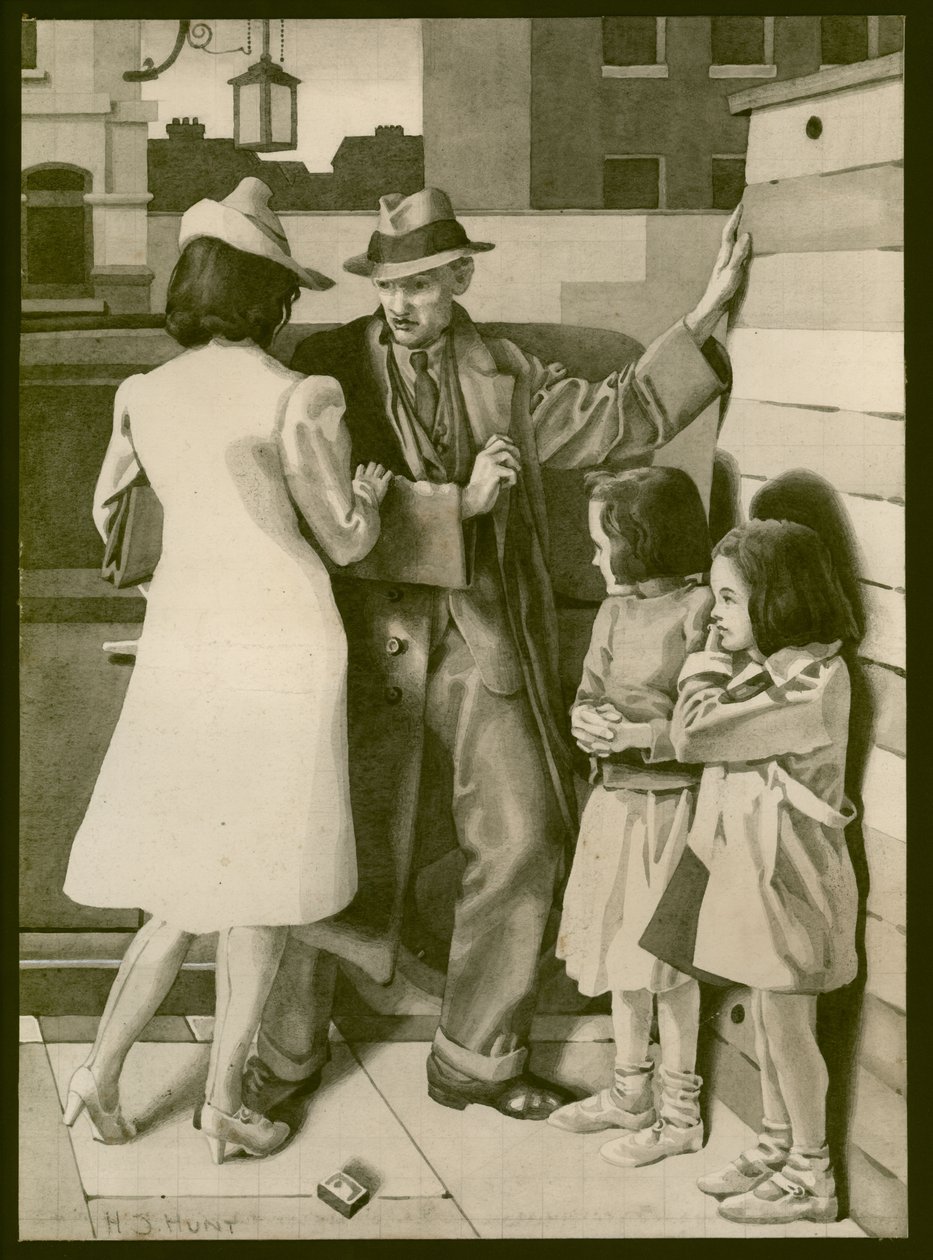 En krangel, ca. 1935 (vask på papir) av Henry J. Hunt