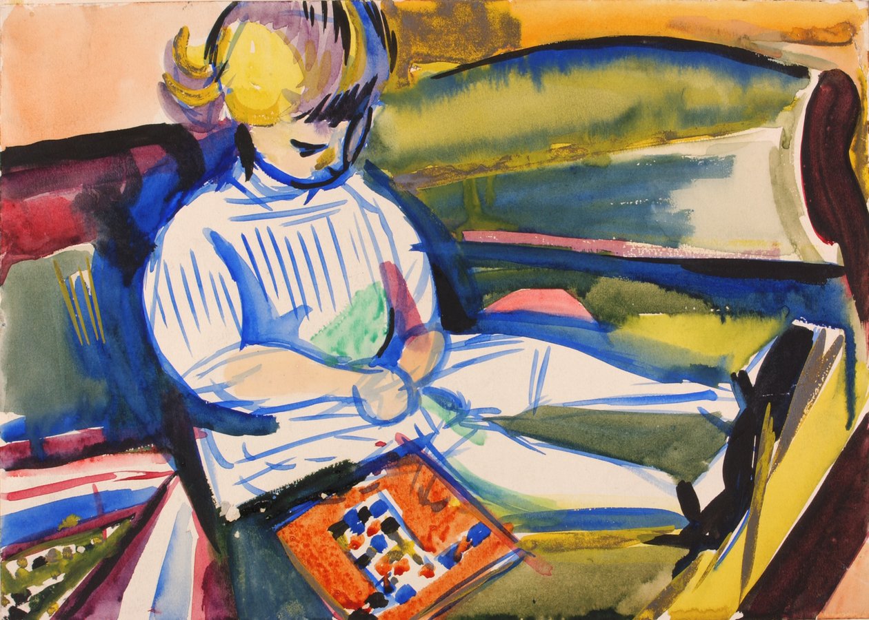 Barn på sofa, ca. 1914-1918. av Henry Lyman Saÿen