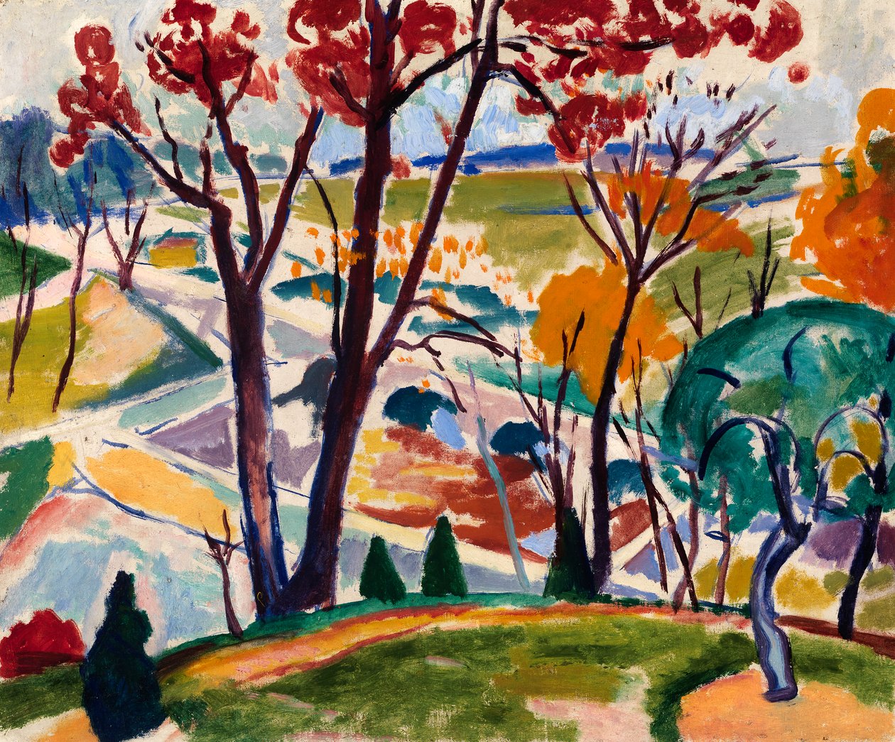 Landskap, bro, Huntingdon Valley, ca. 1915-1916. av Henry Lyman Saÿen