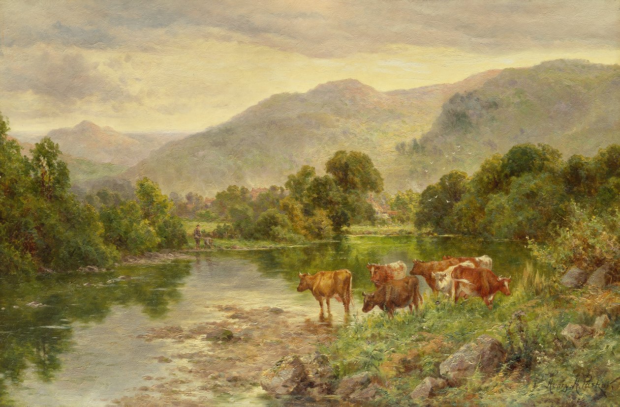 Kirkebasseng, Bettws-y-coed (olje) av Henry Parker