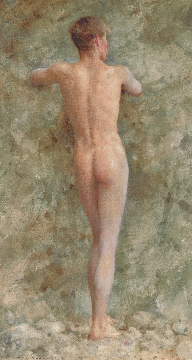 En stående mannlig naken, 1914 av Henry Scott Tuke