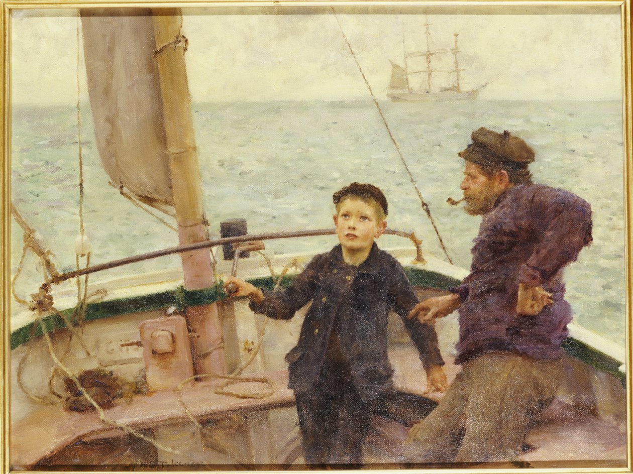Styringsleksjonen, 1892 av Henry Scott Tuke