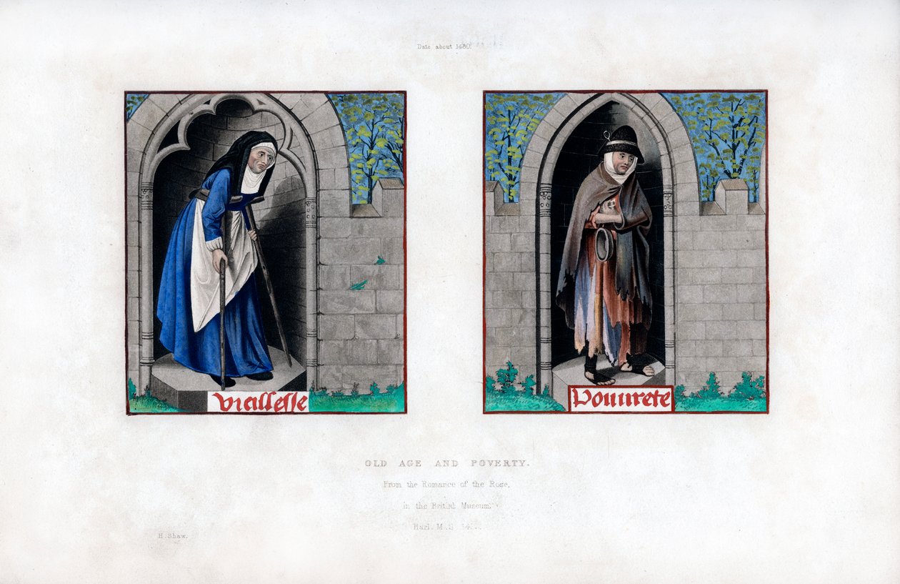Alderdom og fattigdom, c1480, 1843. av Henry Shaw