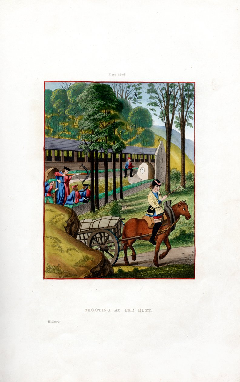 Shooting at the Butt, 1496, 1843. av Henry Shaw