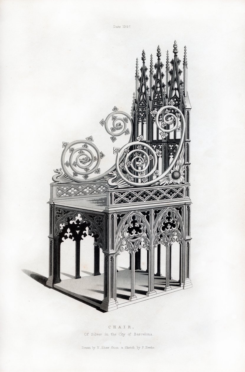 Solid sølv trone, 1397, 1843. av Henry Shaw