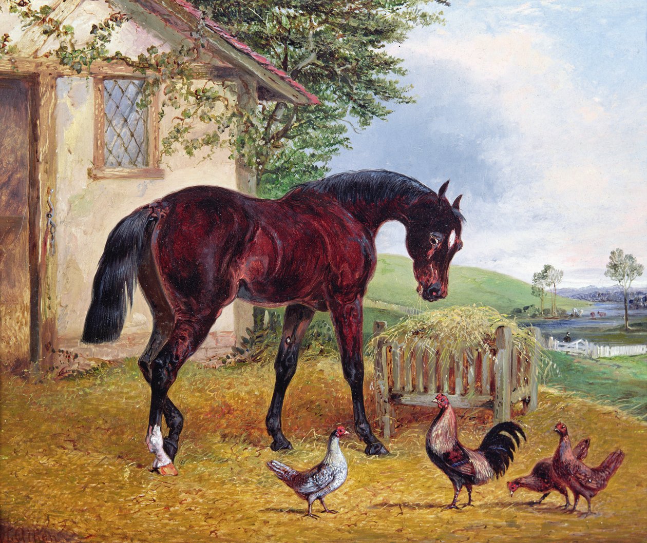 Gårdstun scene av Henry Thomas Alken