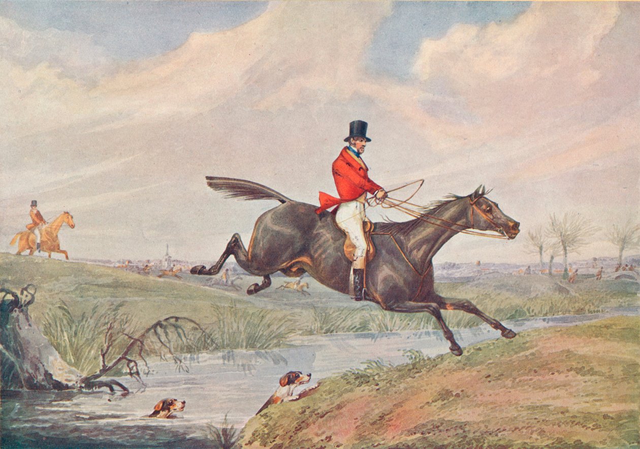 Fox Hunting: Leaping the Brook, 1906 av Henry Thomas Alken