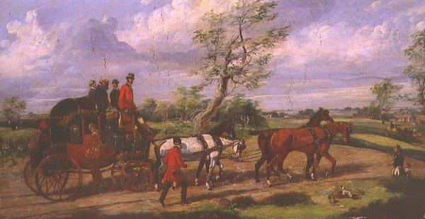 The Dover Mail (olje på panel) av Henry Thomas Alken