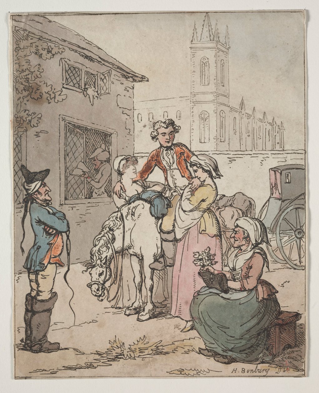 Scene utenfor et vertshus. av Henry William Bunbury