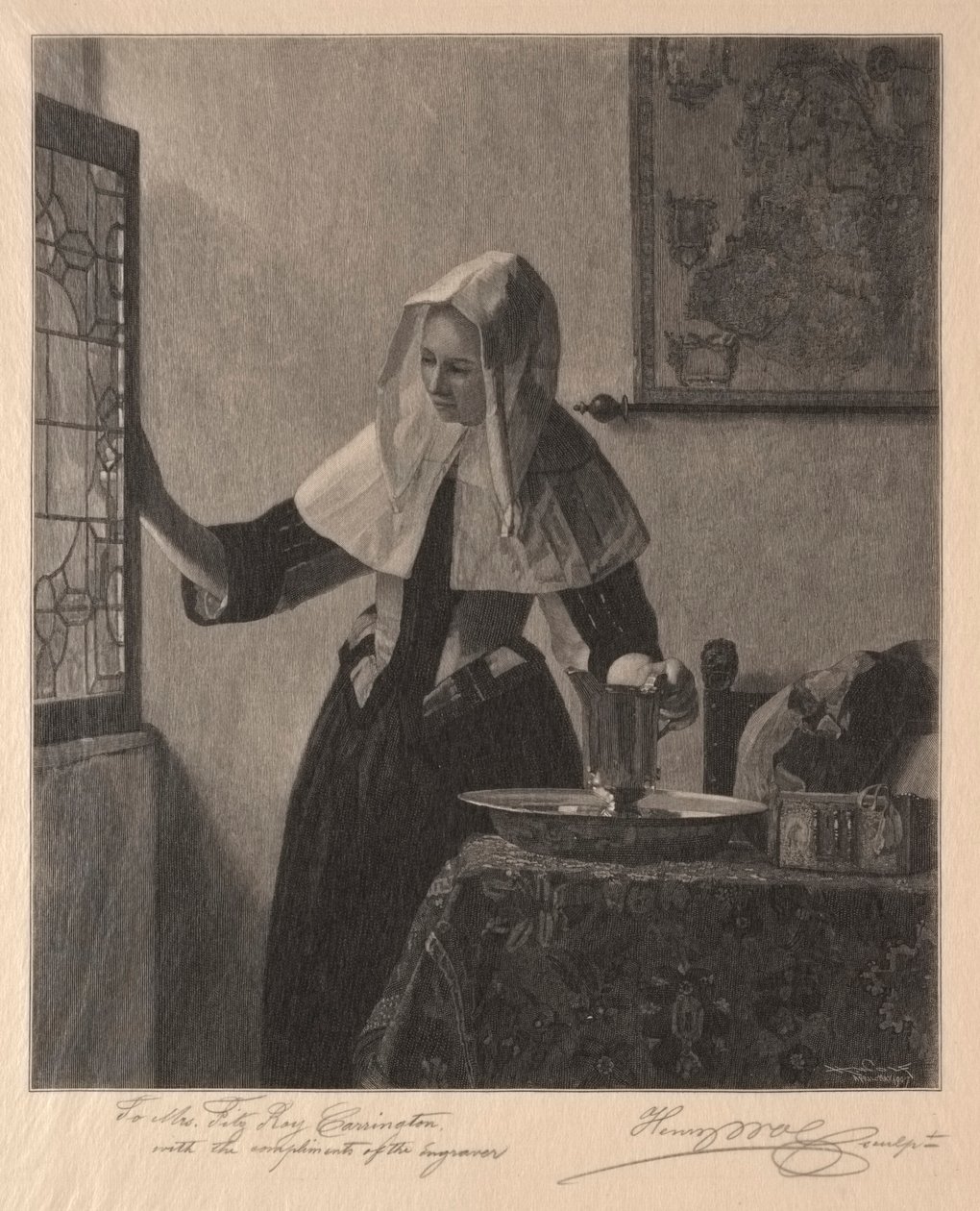 Ung kvinne ved et vindu, 1907. av Henry Wolf