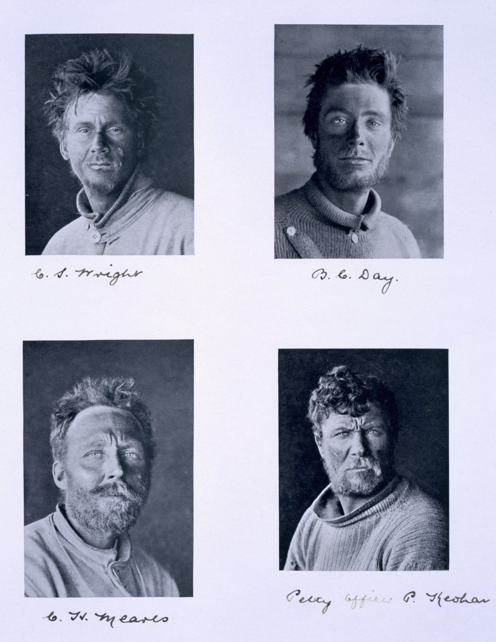 Medlemmer av 'Terra Nova'-ekspedisjonen (1910-13) til Sydpolen ledet av kaptein Scott (1868-1912) av Herbert Ponting