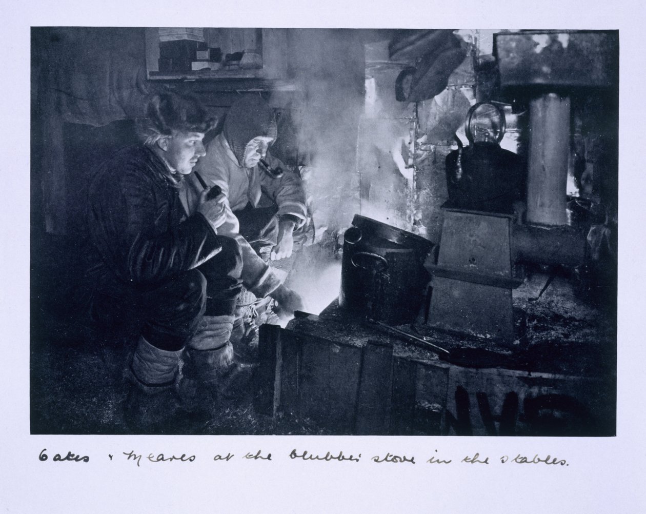 Oates und Meares ved spekkovnen i stallen, fra 