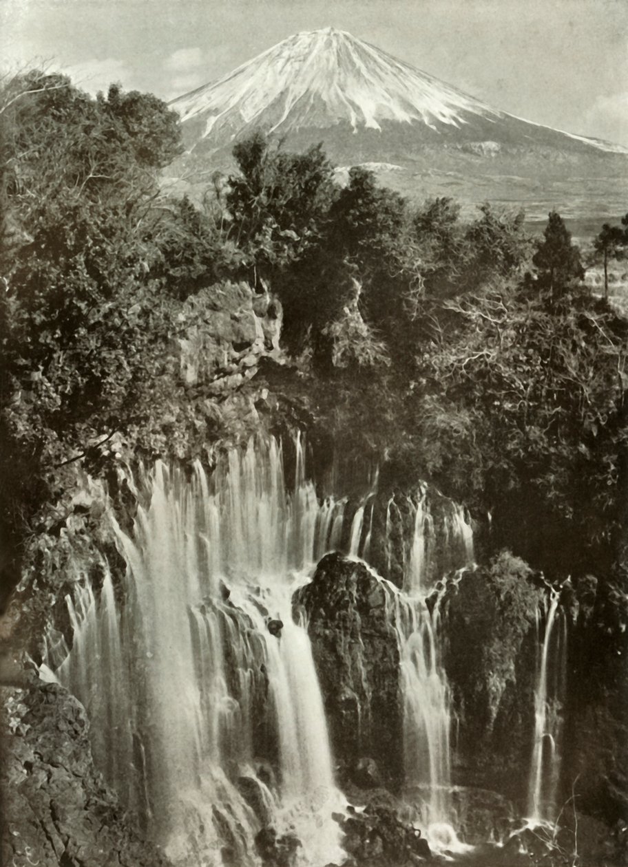 Fuji og Shira-Ito-fossen, 1910. av Herbert Ponting
