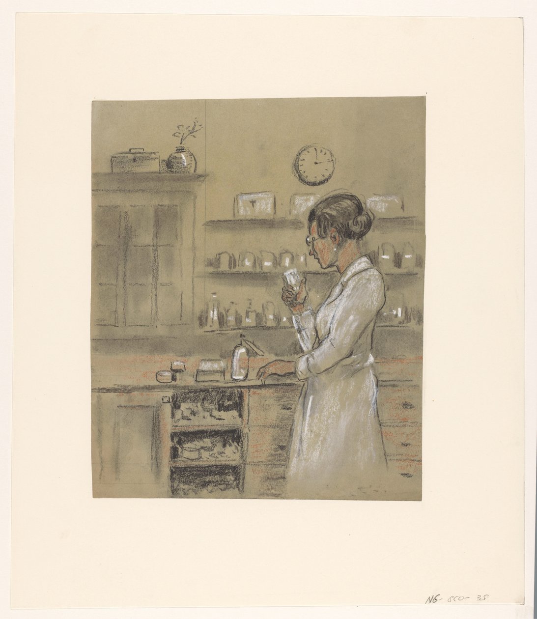 Kvinne i laboratoriet av Herman Heijenbrock (possibly)