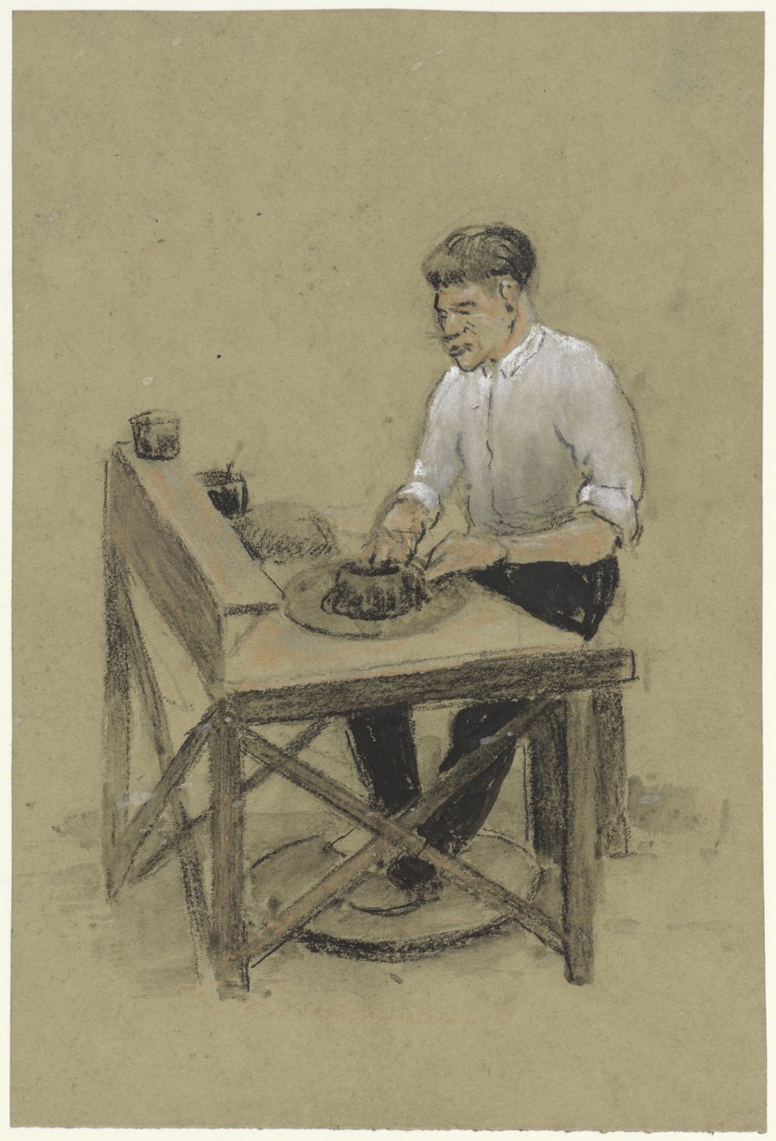 Potter ved platespilleren hans av Herman Heijenbrock