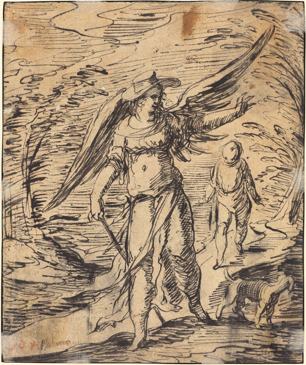 Tobias og engelen [verso] av Hermann Weyer