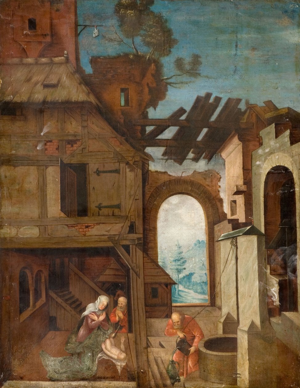 Fødsel, c1530-1550. av Herri met de Bles