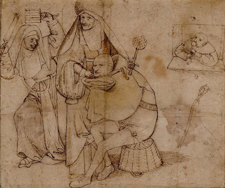 En komisk barberscene av Hieronymus Bosch