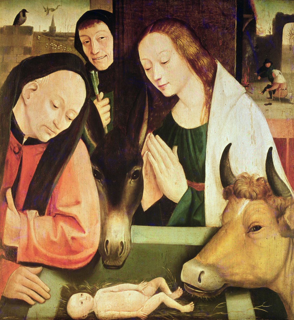 Tilbedelse av hyrdene (olje på eikepanel) av Hieronymus Bosch