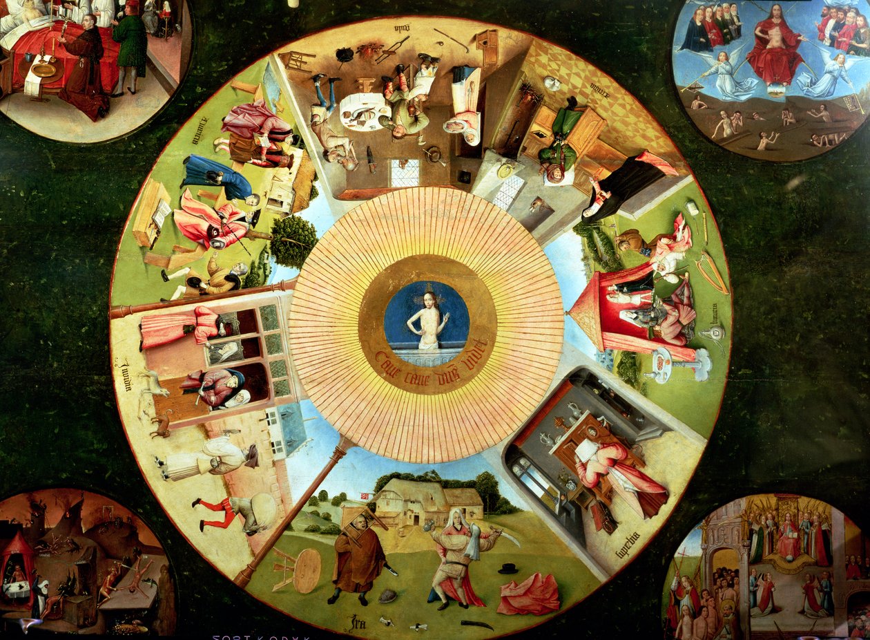 Tabletop of the Seven Deadly Sins and the Four Last Things (detalj av 169586) av Hieronymus Bosch