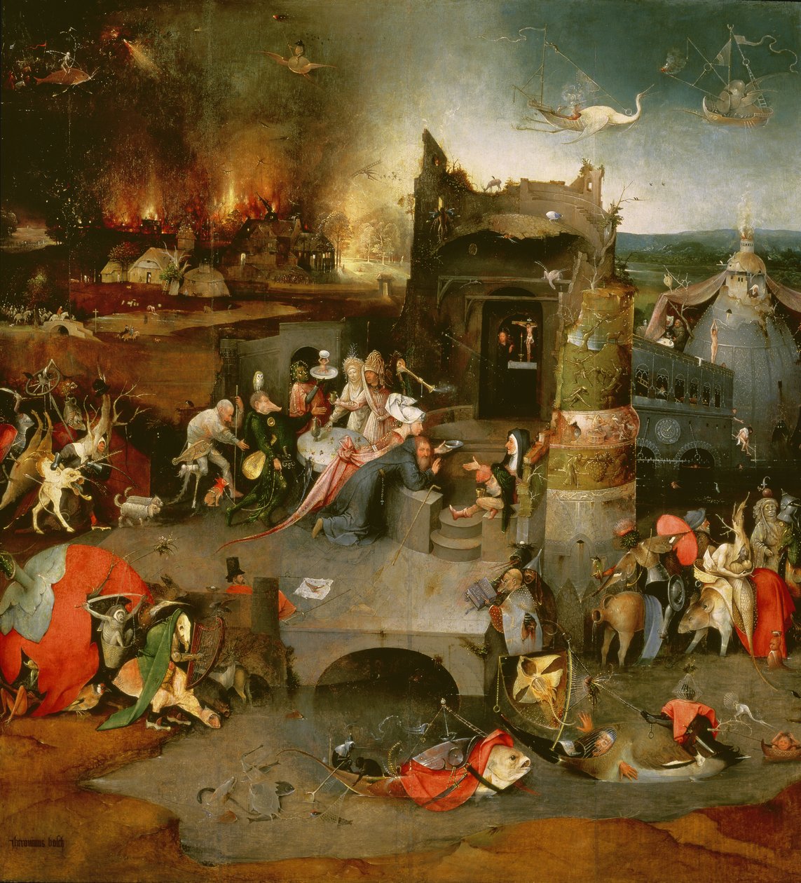 Temptation of St. Anthony (midtpanel) (detalj av 59834) (se også 35965, 44162, 59834, 67838, 67839 og 29108), av Hieronymus Bosch