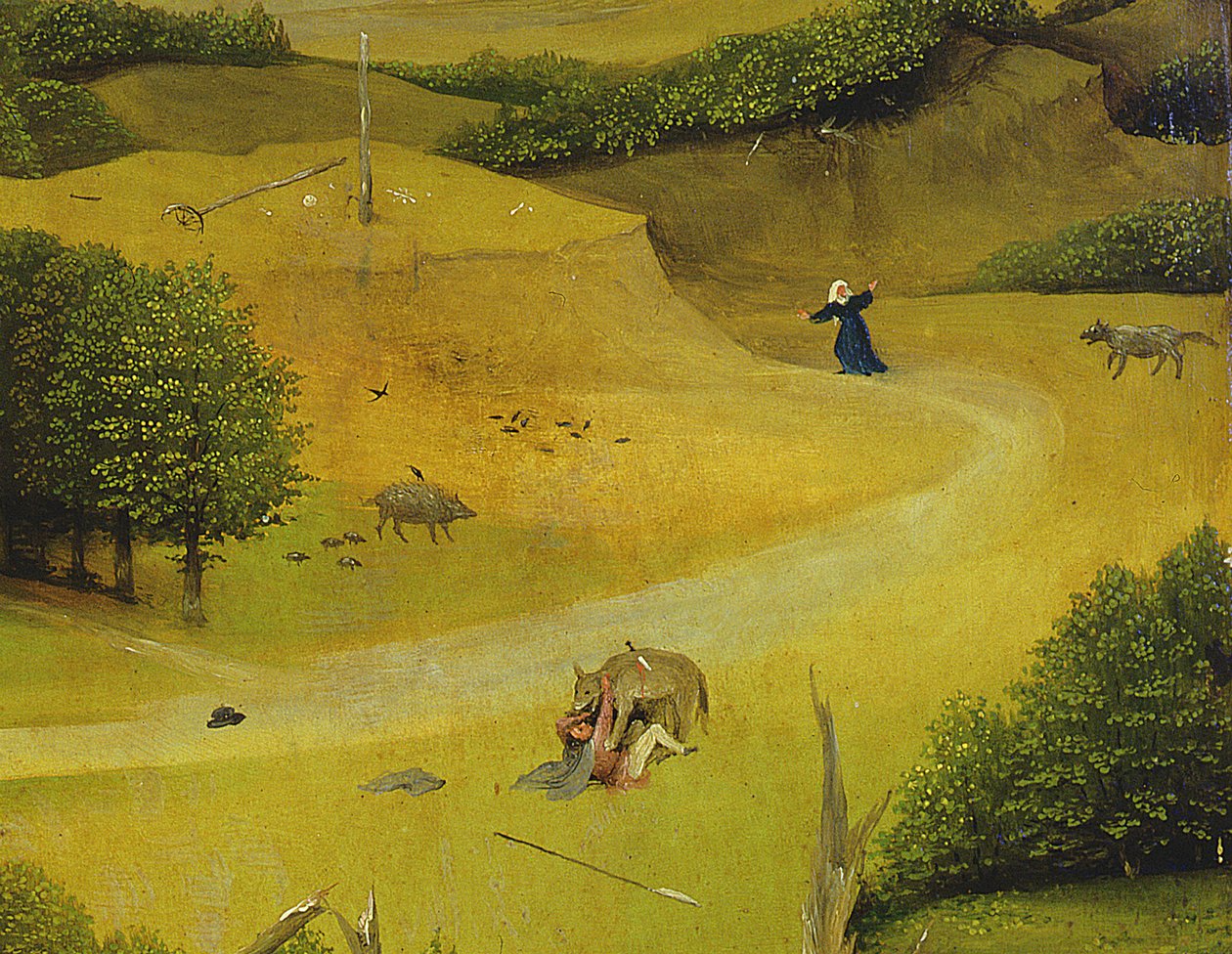 The Adoration of the Magi, detalj av bakgrunnsfigurer, 1510 (detalj av 3427) av Hieronymus Bosch