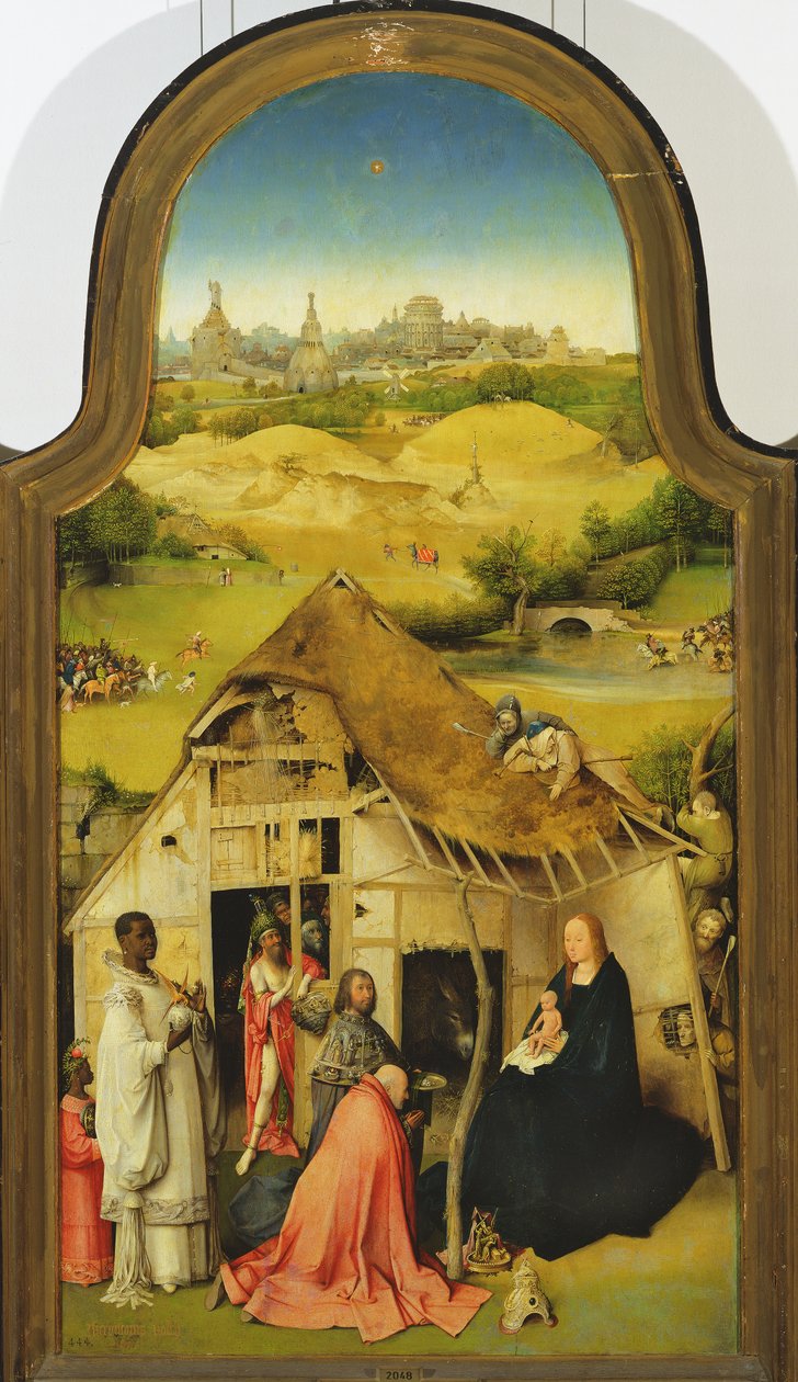 The Adoration of the Magi, detalj av sentralpanelet, 1510 olje på paneldetalj av 3427 av Hieronymus Bosch
