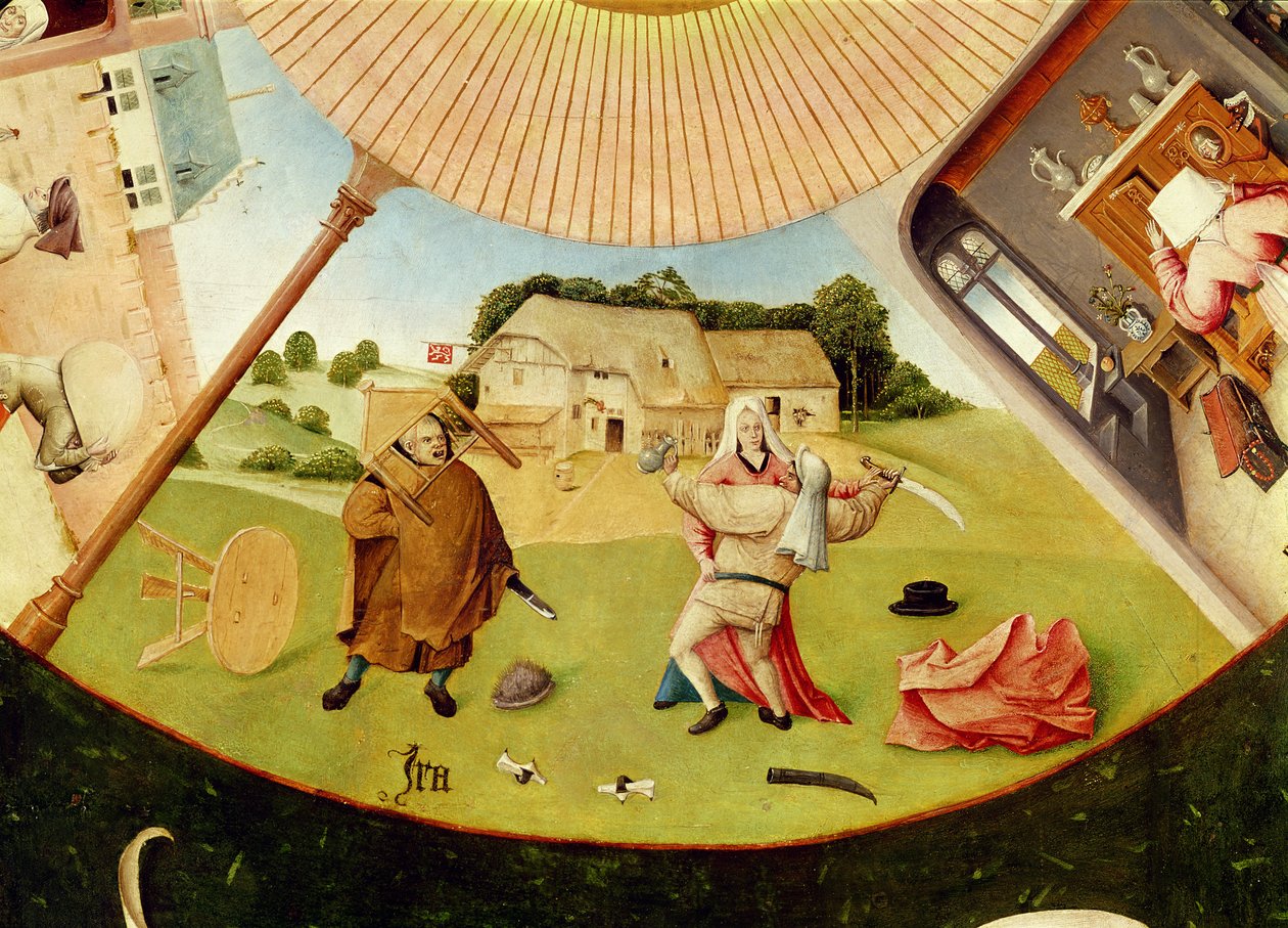Wrath, detalj fra tabellen over de syv dødssynder og de fire siste tingene, ca. 1480 av Hieronymus Bosch