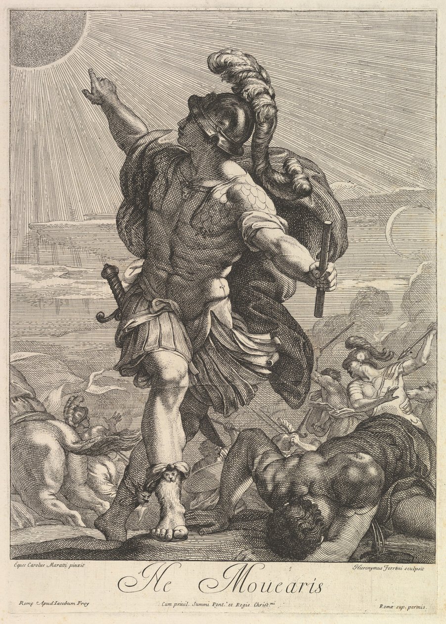 Josva befalte solen å stå stille. av Hieronymus Ferroni