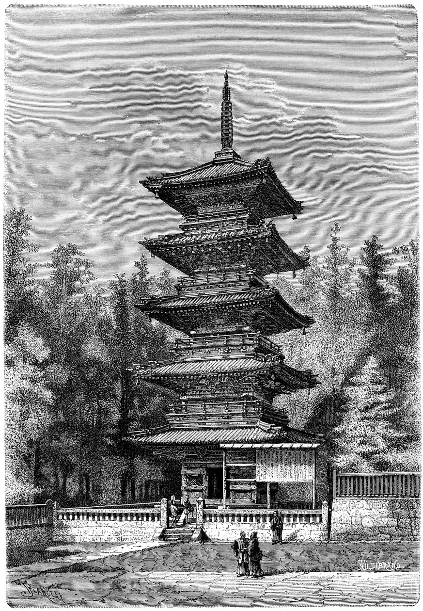 Buddhisttempel, Nikko, Japan, 1895. av Hildibrand