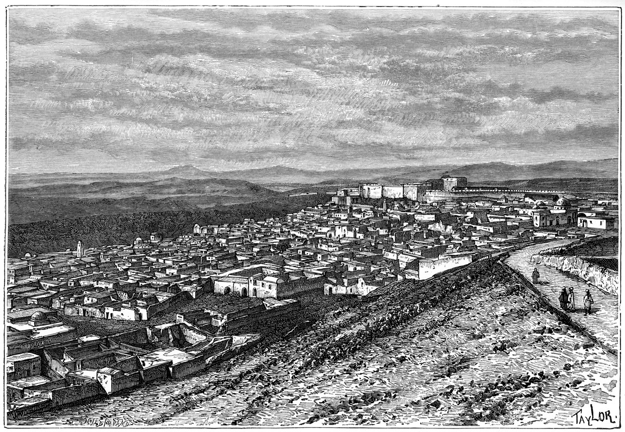 Utsikt over El Kef, Tunisia, c1890 av Hildibrand