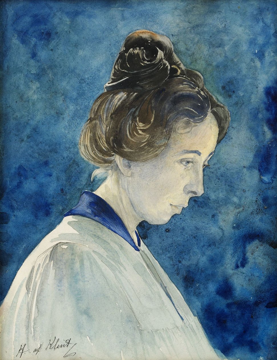 Selvportrett, ca. 1890 (akvarell på papir) av Hilma af Klint