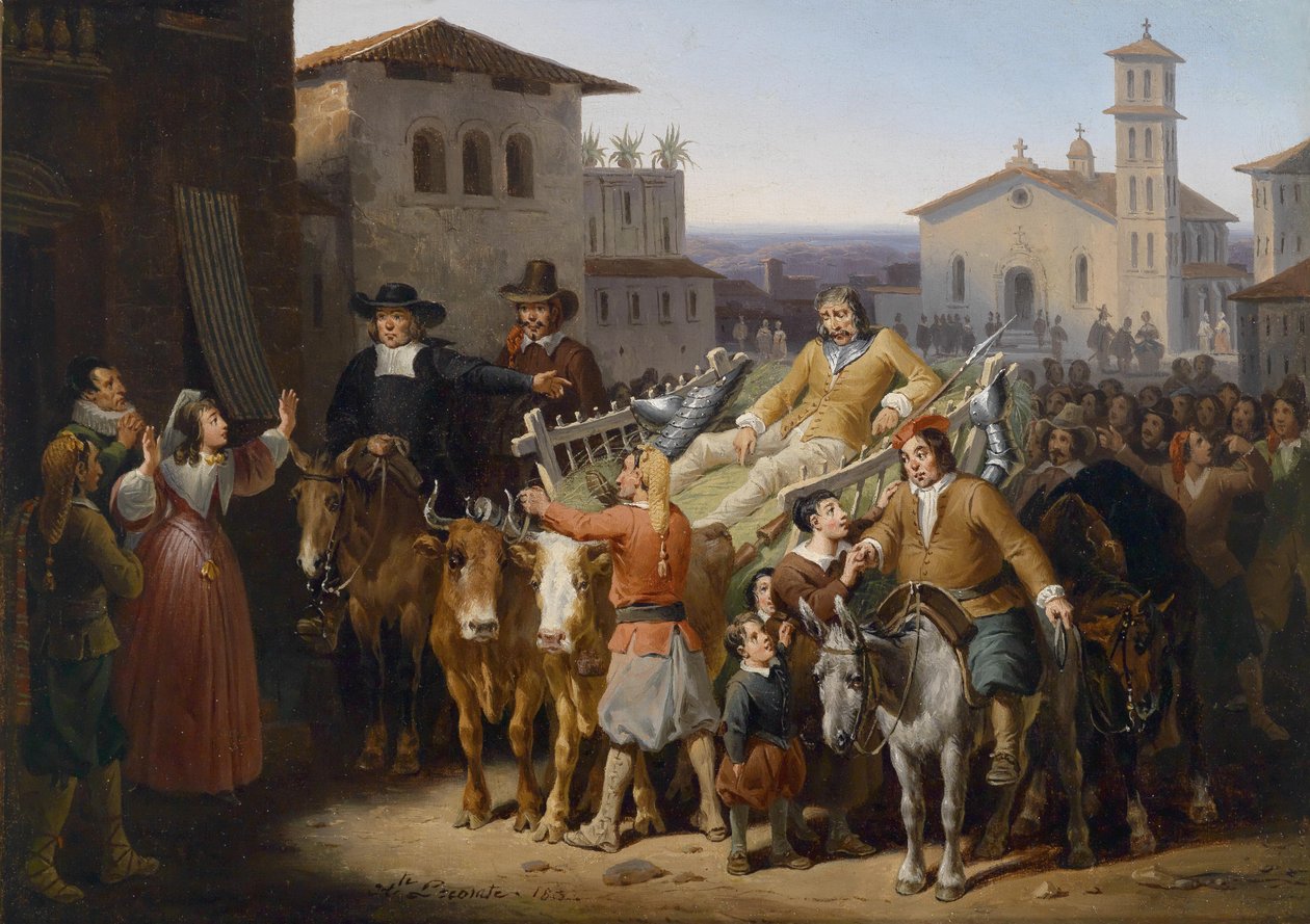 Hjemkomsten til Don Quijote av Hippolyte Lecomte