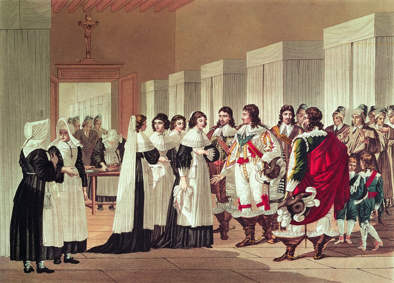 Møte mellom Louis XIII (1601-43) og Marie-Louise Motier de la Fayette (1615-65) på l
