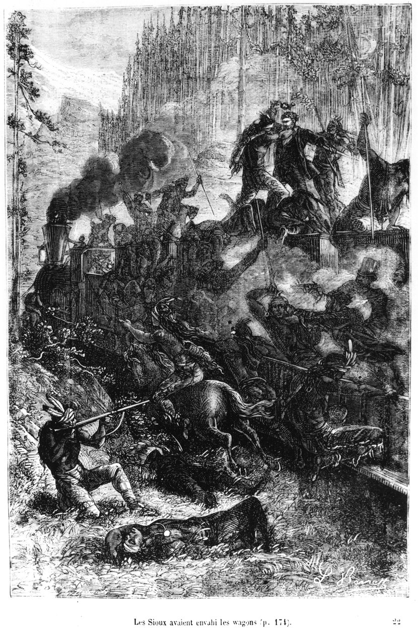 Sioux Attacking the Train, illustrasjon fra 