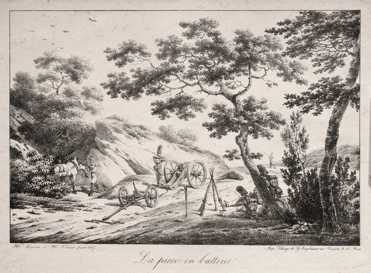 Canon klar til å skyte, 1817. av Hippolyte Lecomte