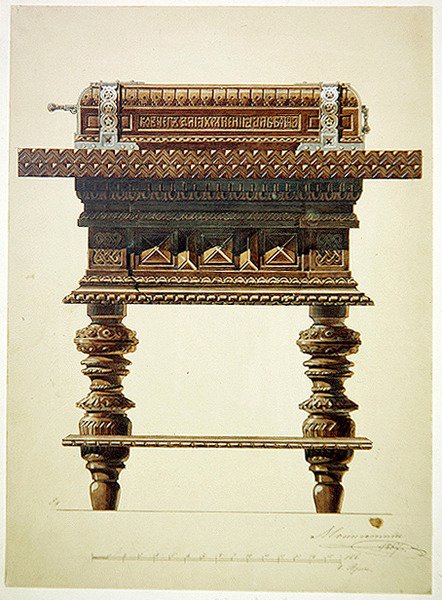 Design for et albumstativ av Hippolyte Monighetti