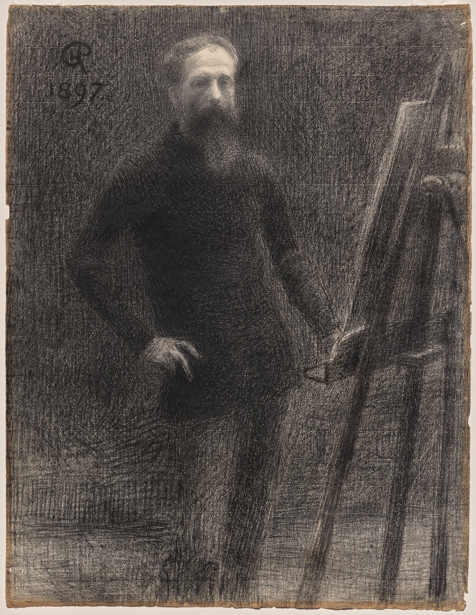 Selvportrett på staffeli av Hippolyte Petitjean