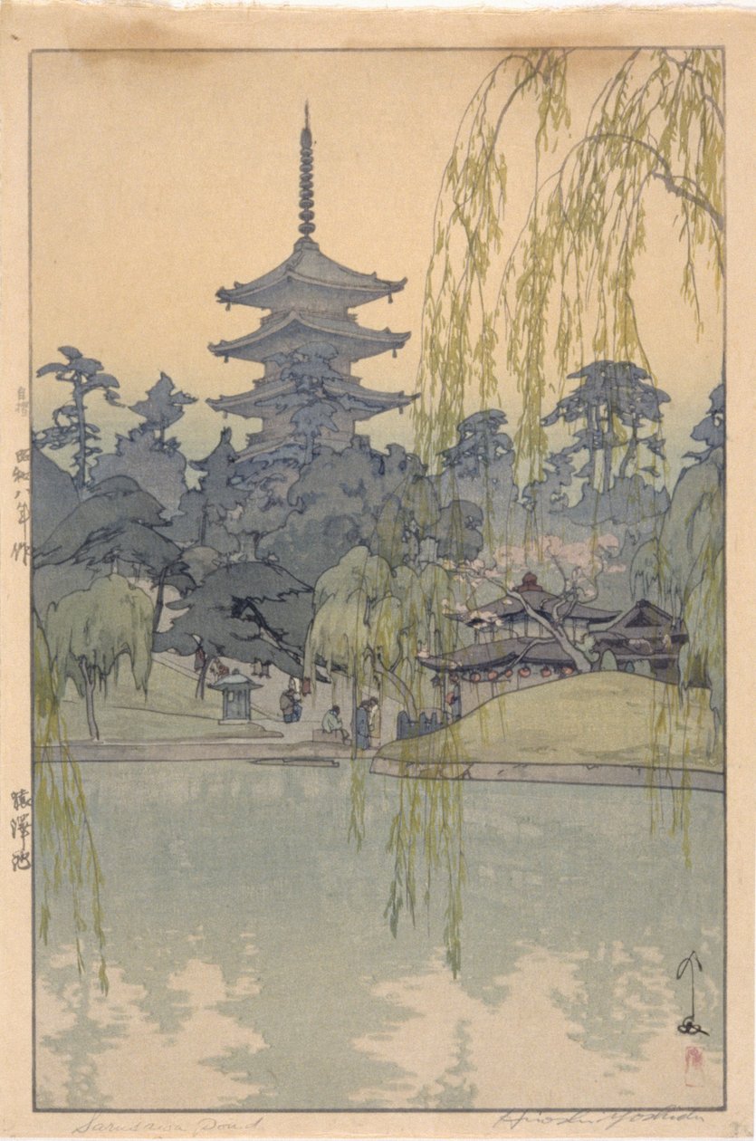Sarusawa Pond (farget treblokktrykk) av Hiroshi Yoshida