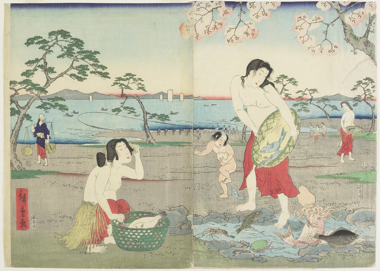 (Fiskerkvinner), mars 1864 av Hiroshige II