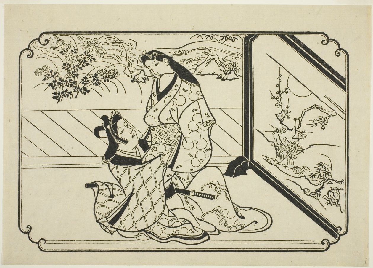 Bak skjermen av Hishikawa Moronobu