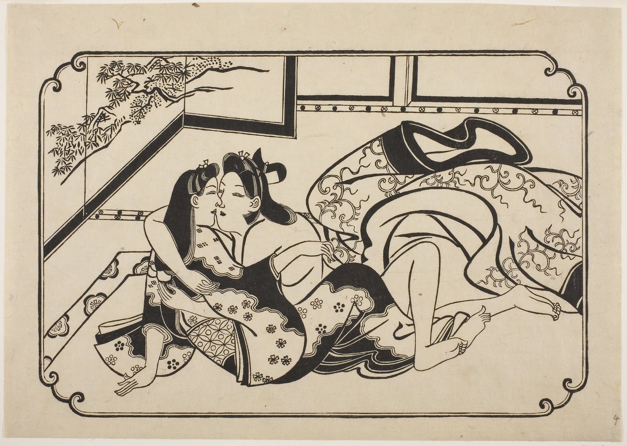 Flirting Lovers, ca. 1673-81 (treblokktrykk) av Hishikawa Moronobu