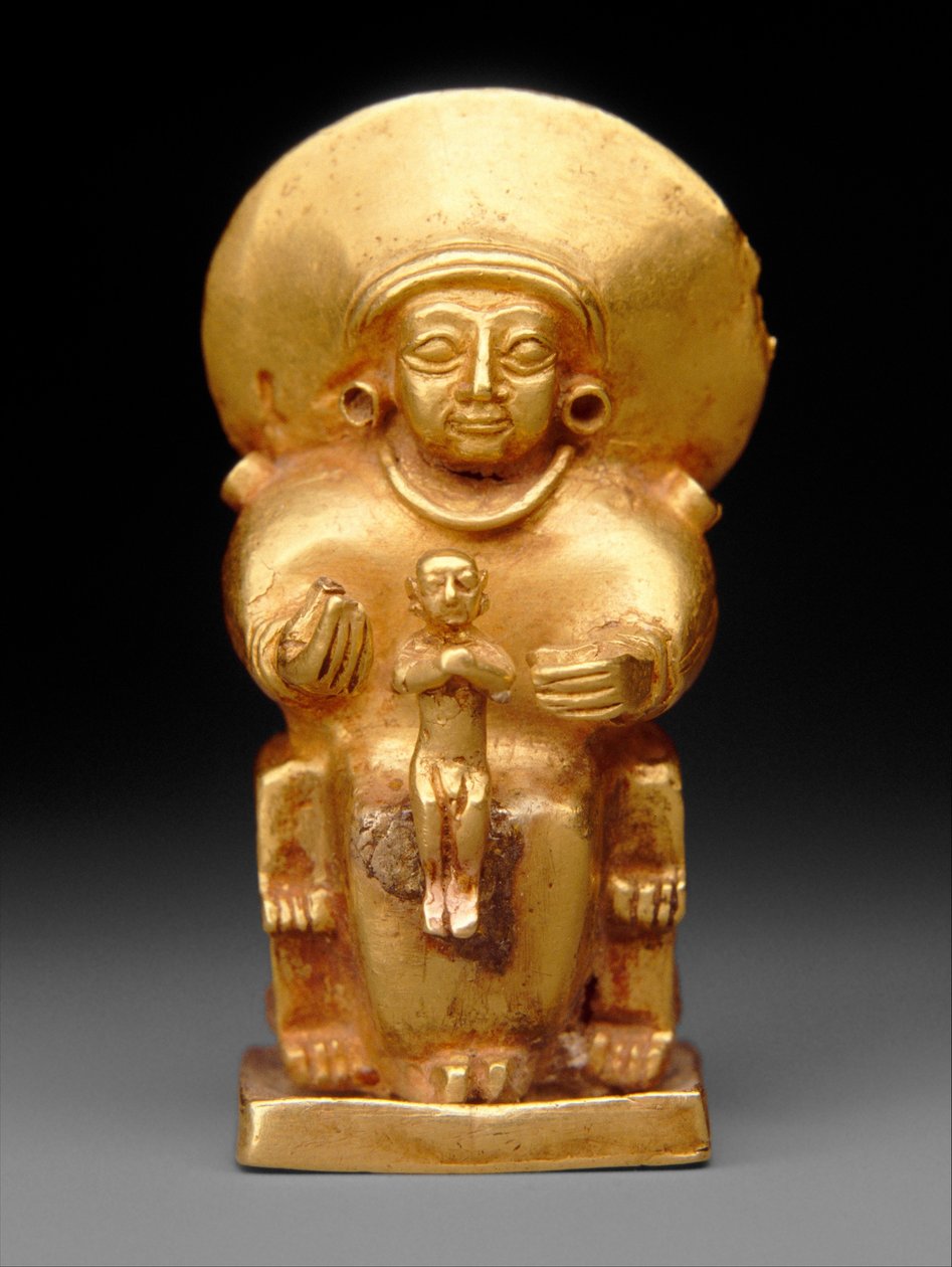Sittende gudinne med et barn, ca. 1300 f.Kr. (gull) av Hittite