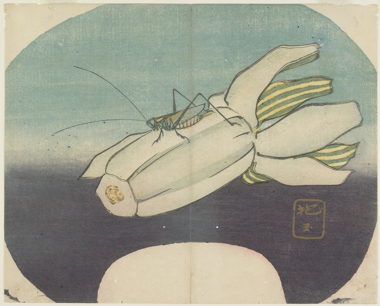 (Cricket on a Squash), ca. 1830 av Hogyoku