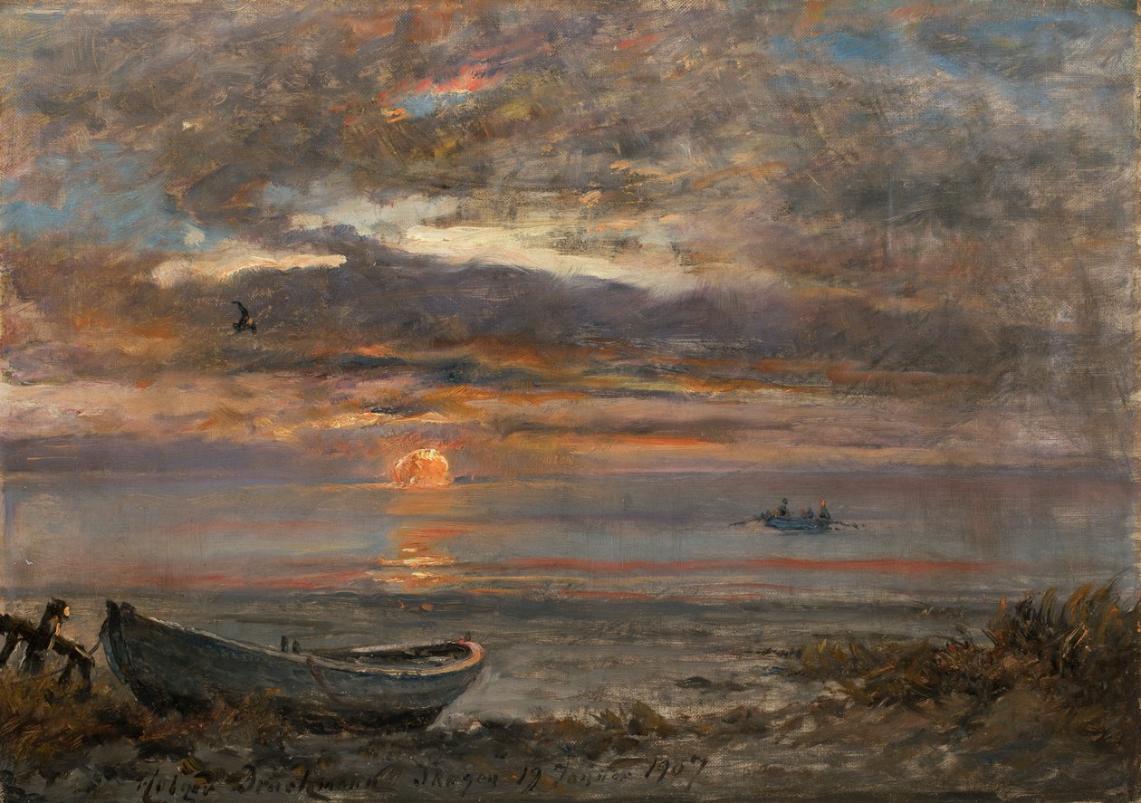 Solnedgang en januardag på Skagen. av Holger Drachmann