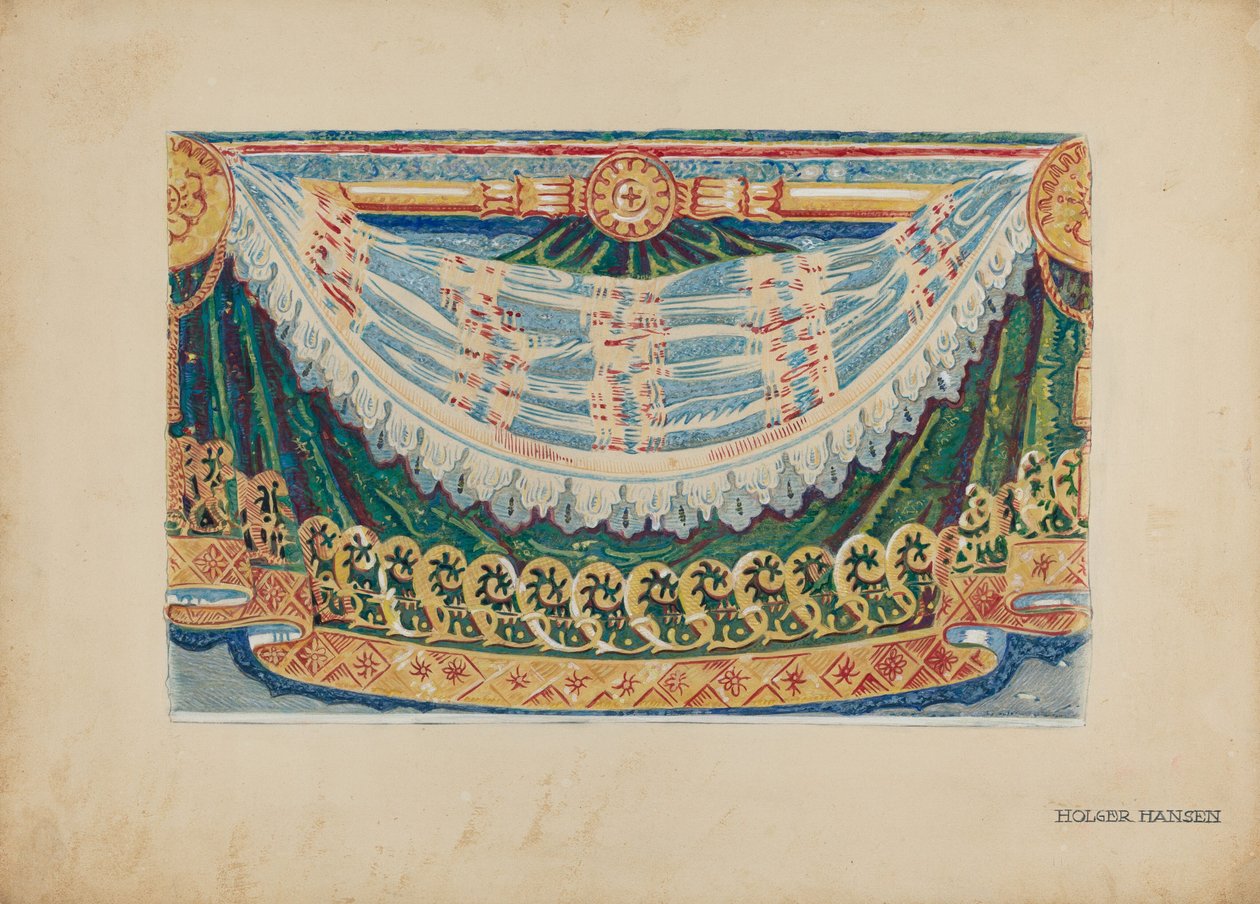 Veggpapir kantdesign, ca. 1939. av Holger Hansen