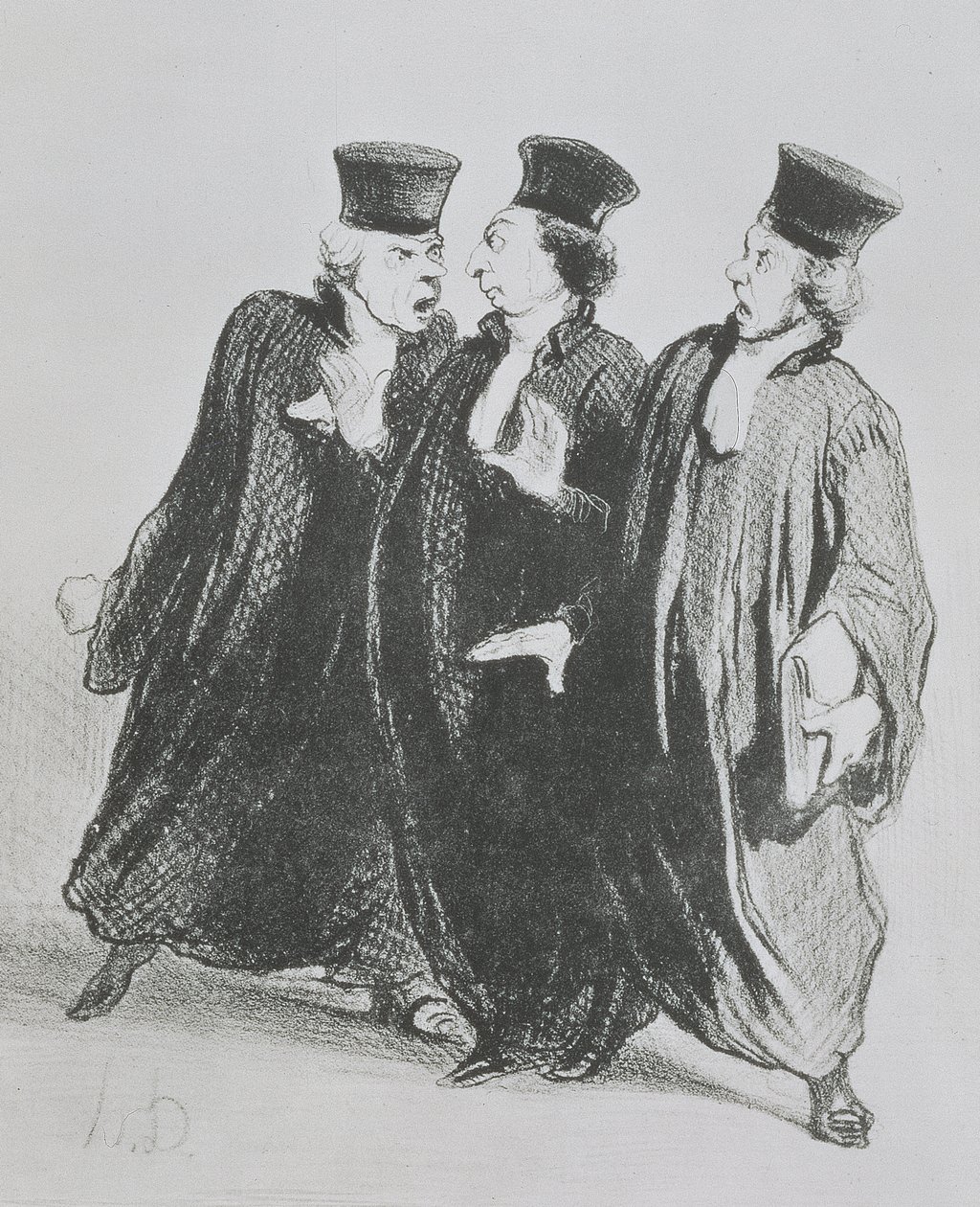 En tvist utenfor rettssalen, fra serien 'Les Gens de Justice' c.1846 (kull på papir) av Honoré Daumier
