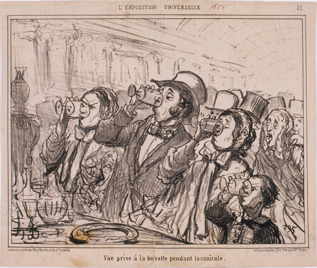 Universell utstilling - Utsikt fra forfriskningsbaren under hetebølgen av Honoré Daumier