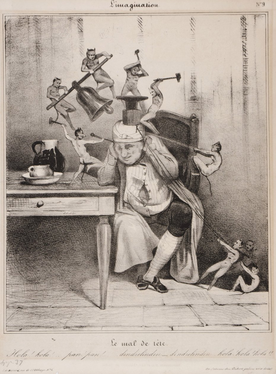 The Headache, 1833 (litografi) av Honoré Daumier