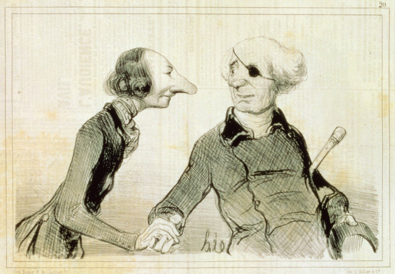 Plate 74.3 Parisertyper Jeg kan fortelle at du er av edel fødsel... Jeg har øye for det fra magasinet Charivari, utgitt av Aubert und Co., ca. 1832-60 av Honoré Daumier